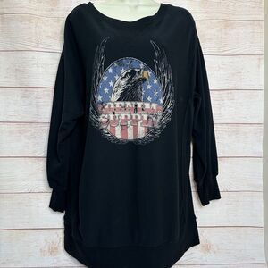 Ralph Lauren Denim & Supply Black America Eagle Oversized Sweatshirt Women's M L